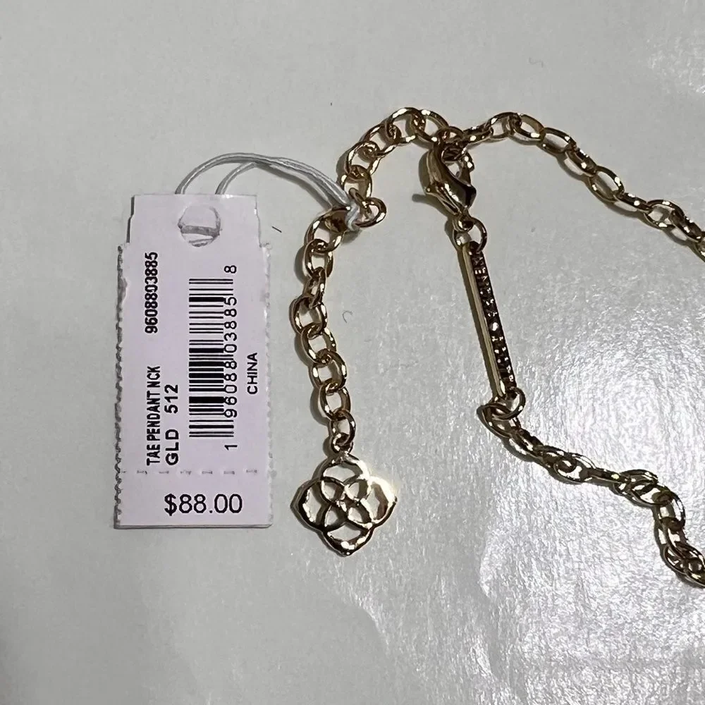 Kendra Scott Tae Long Pendant Necklace In Bronze Veined Turquoise Magnesite New